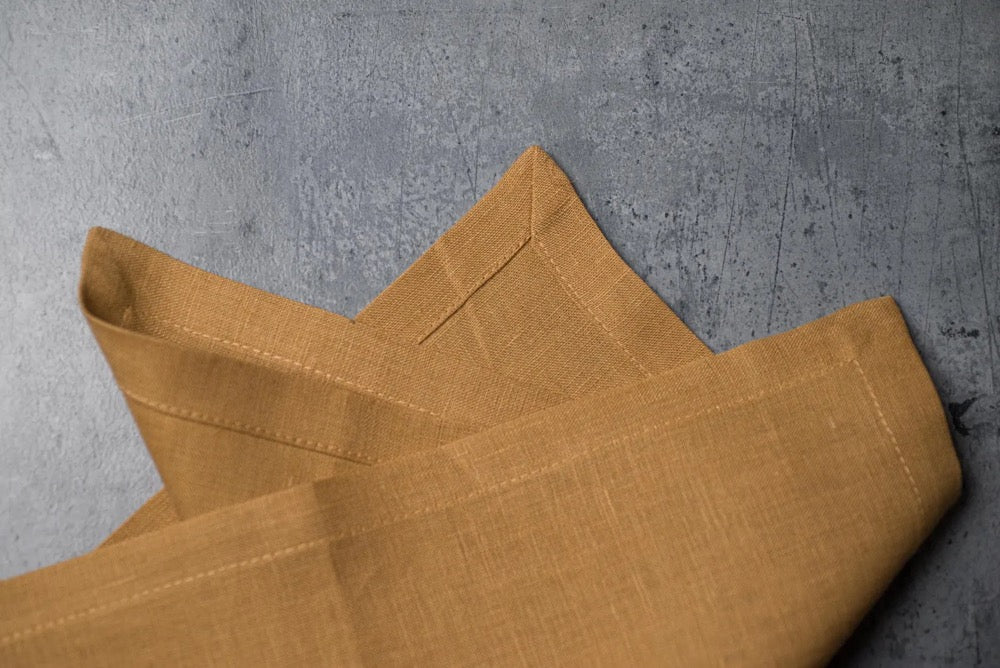Organic Linen Napkins - Caramel Brown Dinner Napkins 16x16, New Year Gift