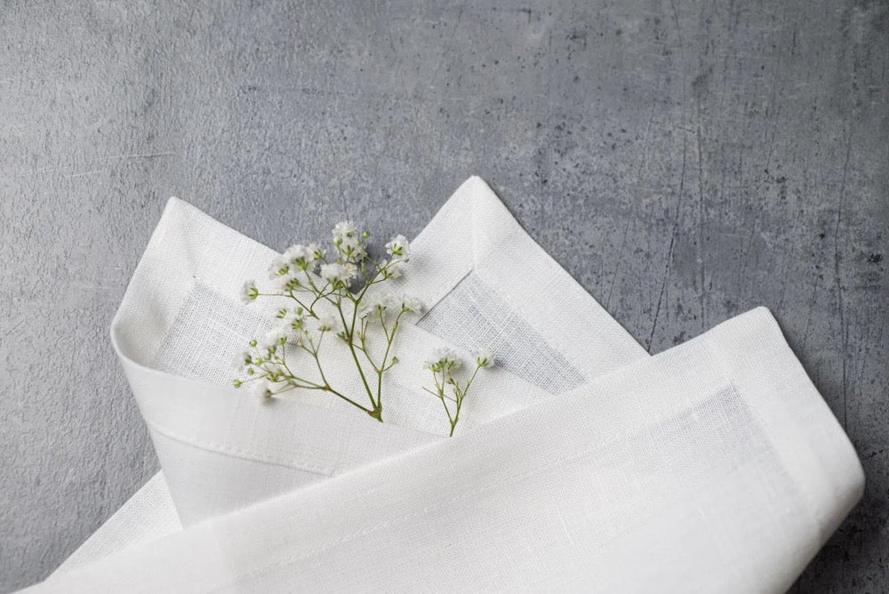 White Organic Linen Napkins 16x16: Holiday Table Decor