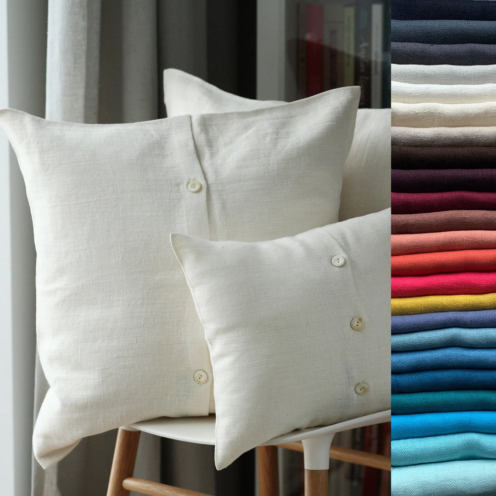 Heavy Linen pillow case with buttons. Standard, queen, king, body, euro sham and custom size pillow