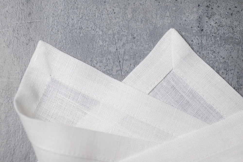 White Organic Linen Napkins 16x16: Holiday Table Decor